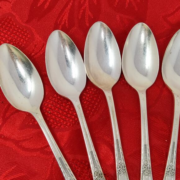 8X Tsp COTILLION Rogers Vintage Silverplate Flatware IS Teaspoons - Picture 5 of 13